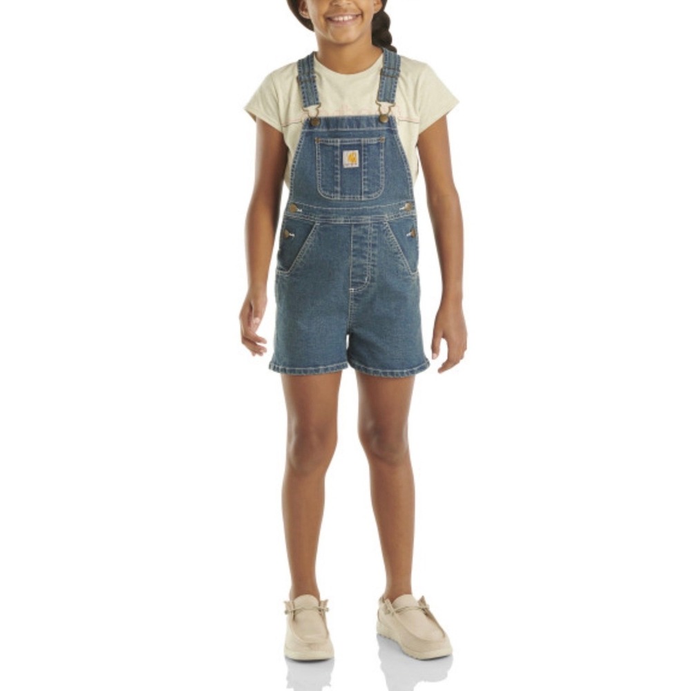 Carhartt Shortall Kids Size 5 Blue Rugged Flex Denim Bib Overalls OX9744-G